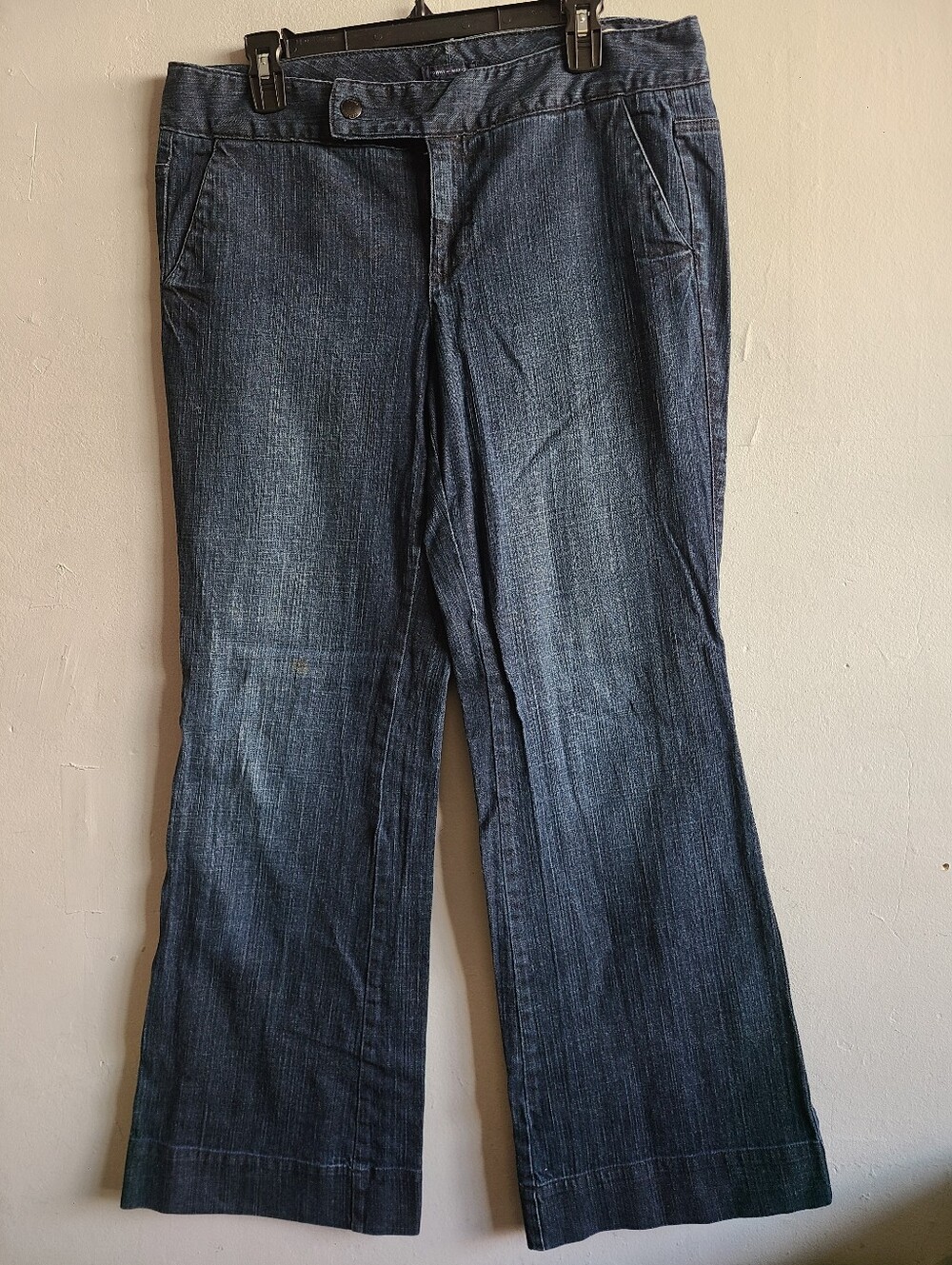 Women's 12 Tommy Hilfiger dark wash trouser jeans wide leg American Splendor